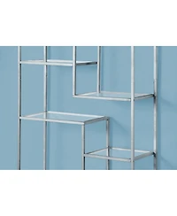 Industrial 9-Shelf Metal and Glass Bookcase – Home Office or Living Room