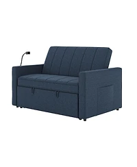 Duncan Modern Channel Tufted Upholstered Sleeper Sofa With Built-In Usb Port