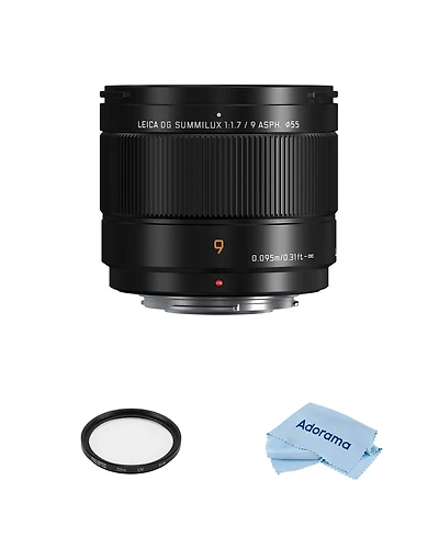 Panasonic Lumix G Leica Dg Summilux 9mm f/1.7 Aspherical Lens for Micro Four Thirds Bundle with 55mm Uv Filter, Microfiber Cleaning Cloth