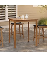 LuxenHome Outdoor Acacia Wood 37-Inch Counter Height 4-Person Dining Table