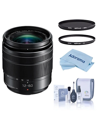 Panasonic Lumix G Vario 12-60mm f/3.5-5.6 Aspherical Lens for Micro Four Thirds, Black, Bundle with Hoya 58mm Uv and Cpl Filters