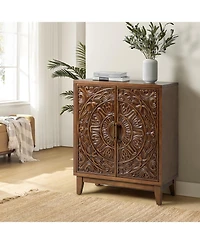 Eusebio Traditional Accent Cabinet with Hidden Drawer and Tapered Legs