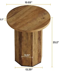 Tribesigns Round End Table for Living Room, Industrial Circle Side Table, Narrow Nightstand for Small Spaces, Living Room, Bedroom