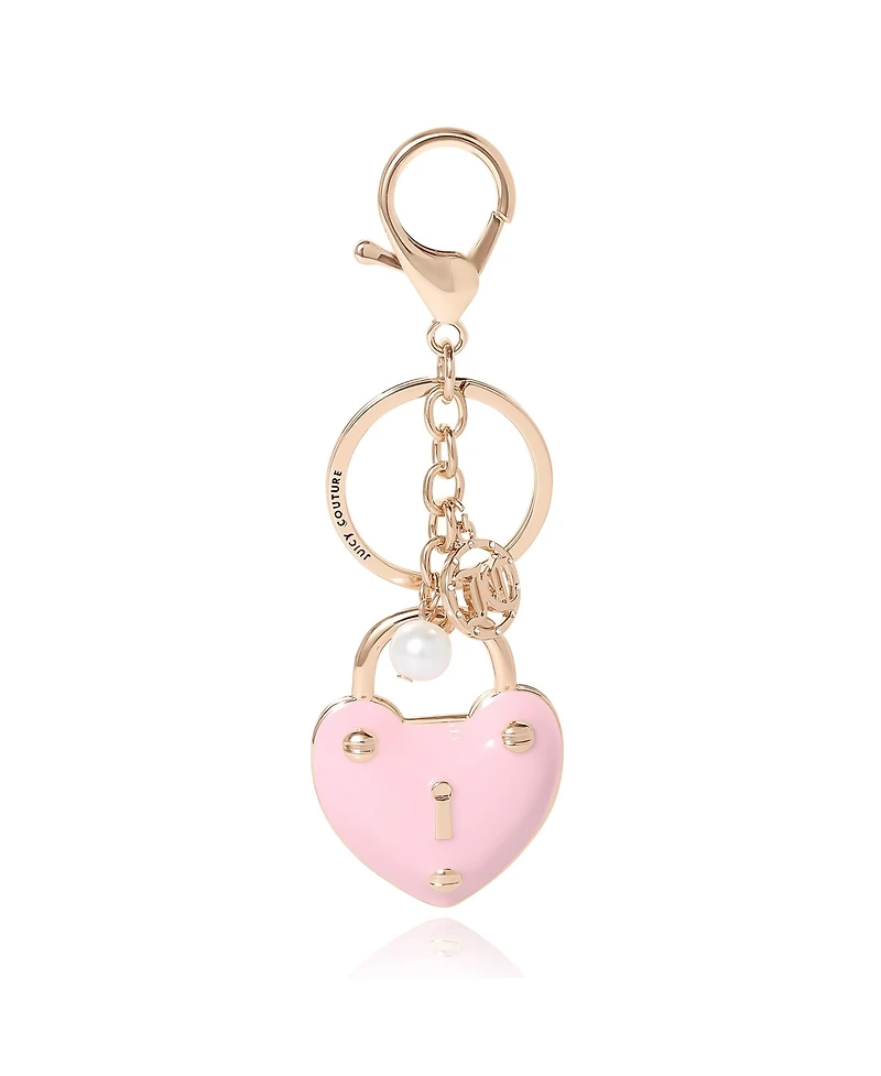 Juicy Couture Heart Lock Keychain – Chic Pink & Gold Fashion Accessory