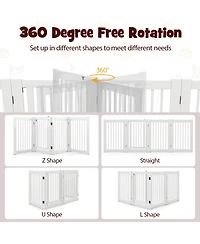 4-Panel Freestanding Wooden Pet Gate – Tall Dog Fence for Safety and Style