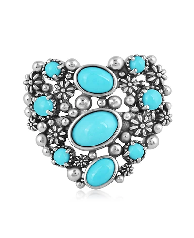 Sterling Silver Sleeping Beauty Turquoise Heart Ring, 11
