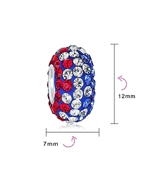 Bling Jewelry Set of 2 Red White Blue Crystal Bead Charm Spacer Sterling Silver Core
