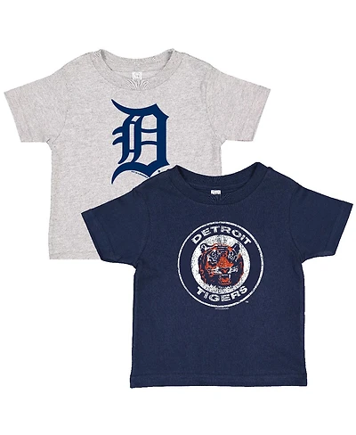 Soft As A Grape Toddler 2-Pack Navy/Heather Gray Detroit Tigers Cooperstown Collection T-Shirt Set