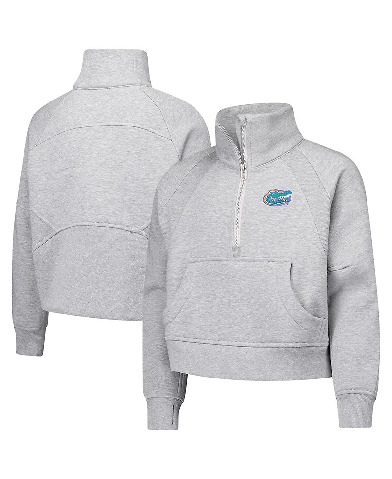 Garb Big Girls Gray Florida Gators Dawn Raglan Fleece Cropped Half-Zip Sweatshirt