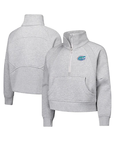 Garb Big Girls Gray Florida Gators Dawn Raglan Fleece Cropped Half-Zip Sweatshirt