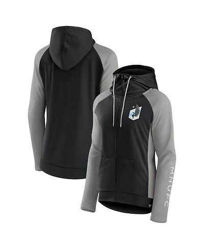 Fanatics Women's Black/Gray Minnesota United Fc Interlock Lightweight Full-Zip Jacket