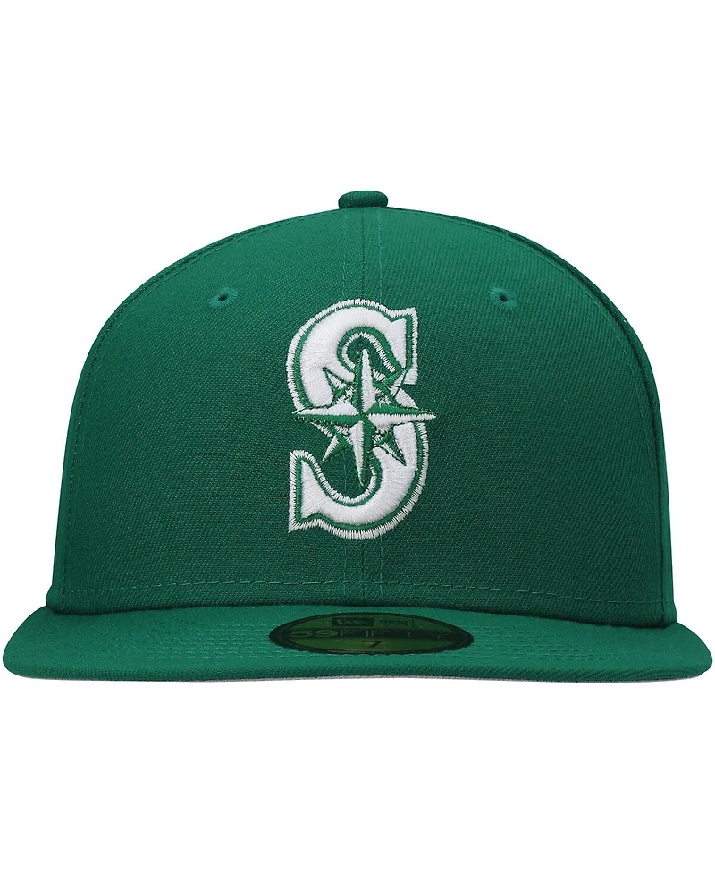 New Era Men's Kelly Green Seattle Mariners White Logo 59FIFTY Fitted Hat