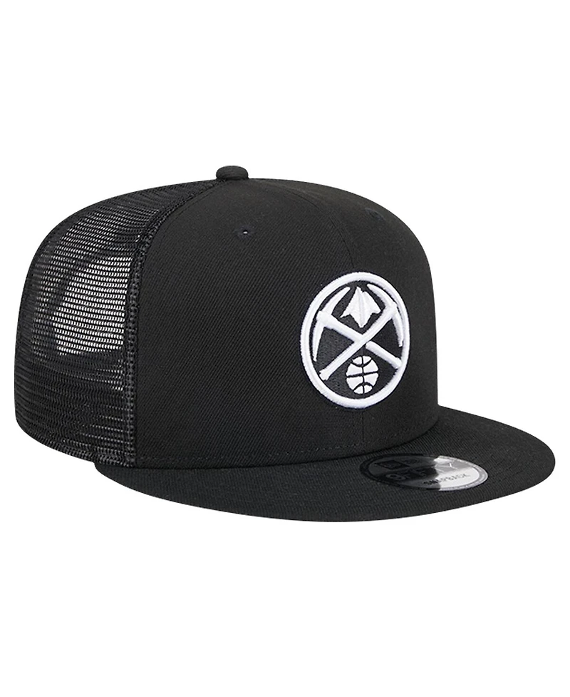 New Era Men's Black Denver Nuggets 9FIFTY Snapback Trucker Hat