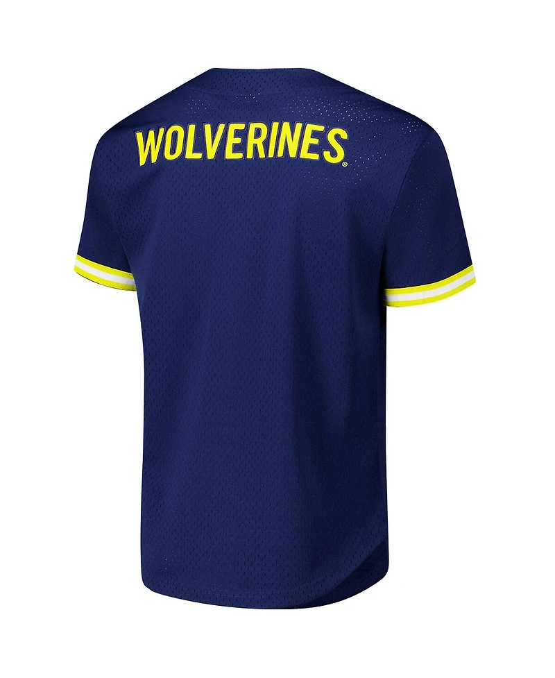 Mitchell & Ness Men's Navy Michigan Wolverines Game Time Vintage Mesh Button Front Top