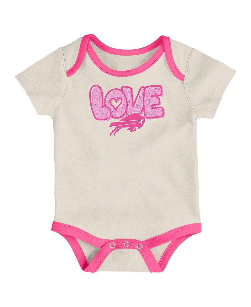 Outerstuff Baby Boys and Girls 2 Piece White/Pink Buffalo Bills All The Love Bodysuit and Pants Set