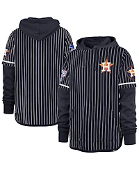 '47 Brand Men's Navy Houston Astros Pinstripe Double Header Pullover Hoodie