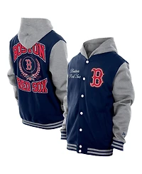 New Era Men's Navy Boston Red Sox Throwback Prep Full-Snap Hoodie Jacket