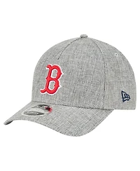 New Era Men's Gray Boston Red Sox Cotton Weave M-Crown A-Frame 9FORTY Adjustable Hat