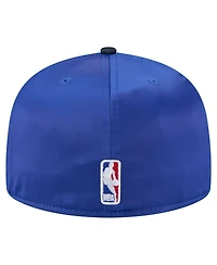 New Era Men's Blue/Navy Dallas Mavericks Throwback Satin Vintage Pin Two-Tone 59FIFTY Fitted Hat