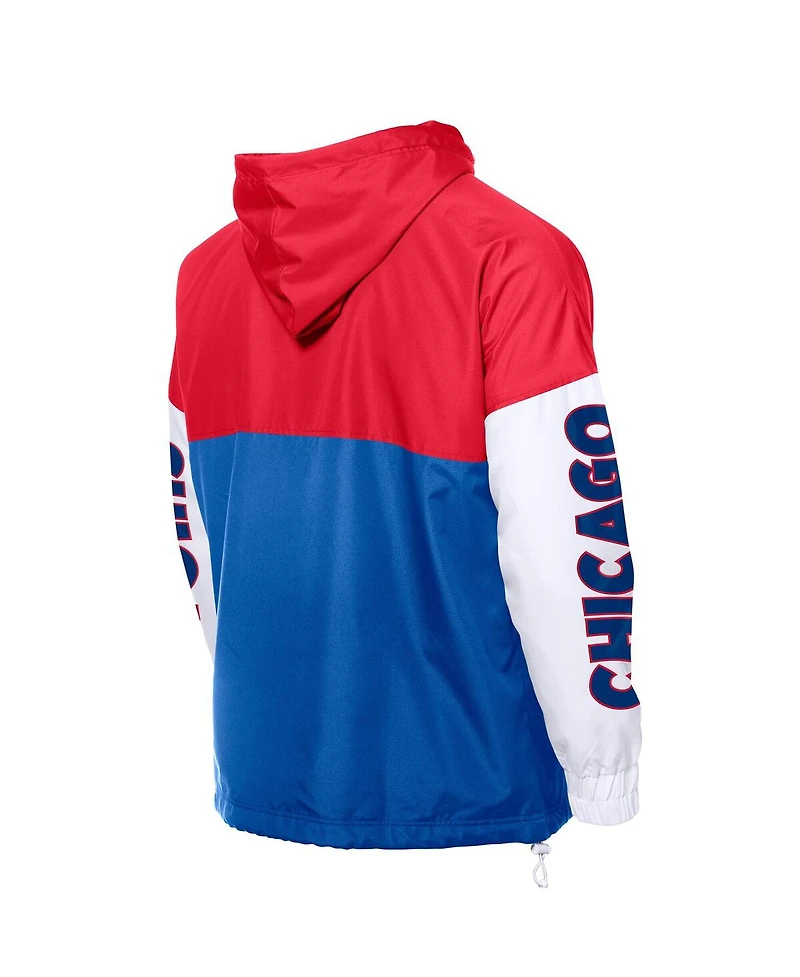 New Era Men's Royal/Red Chicago Cubs Color Block Full-Zip Hoodie Windbreaker Jacket