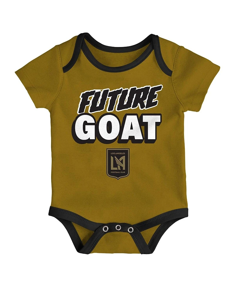 Outerstuff Newborn Black/Heather Gray/Gold Lafc Loyal Buddies Bodysuit 3-Pack