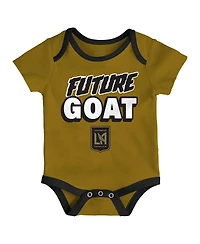 Outerstuff Newborn Black/Heather Gray/Gold Lafc Loyal Buddies Bodysuit 3-Pack
