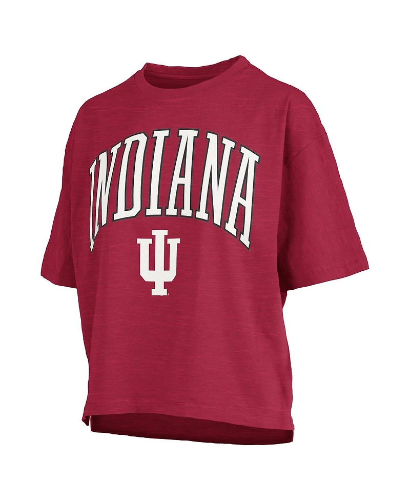 Pressbox Women's Crimson Indiana Hoosiers Nelson Arch Over Logo Waist Length Oversized Slub T-Shirt
