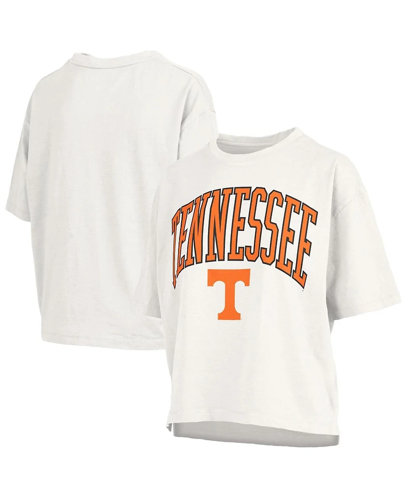 Pressbox Women's White Tennessee Volunteers Nelson Arch Over Logo Waist Length Oversized Slub T-Shirt