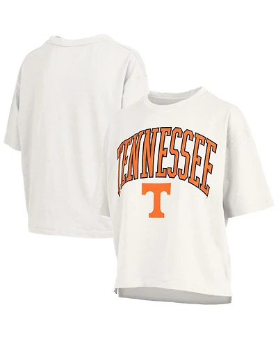 Pressbox Women's White Tennessee Volunteers Nelson Arch Over Logo Waist Length Oversized Slub T-Shirt