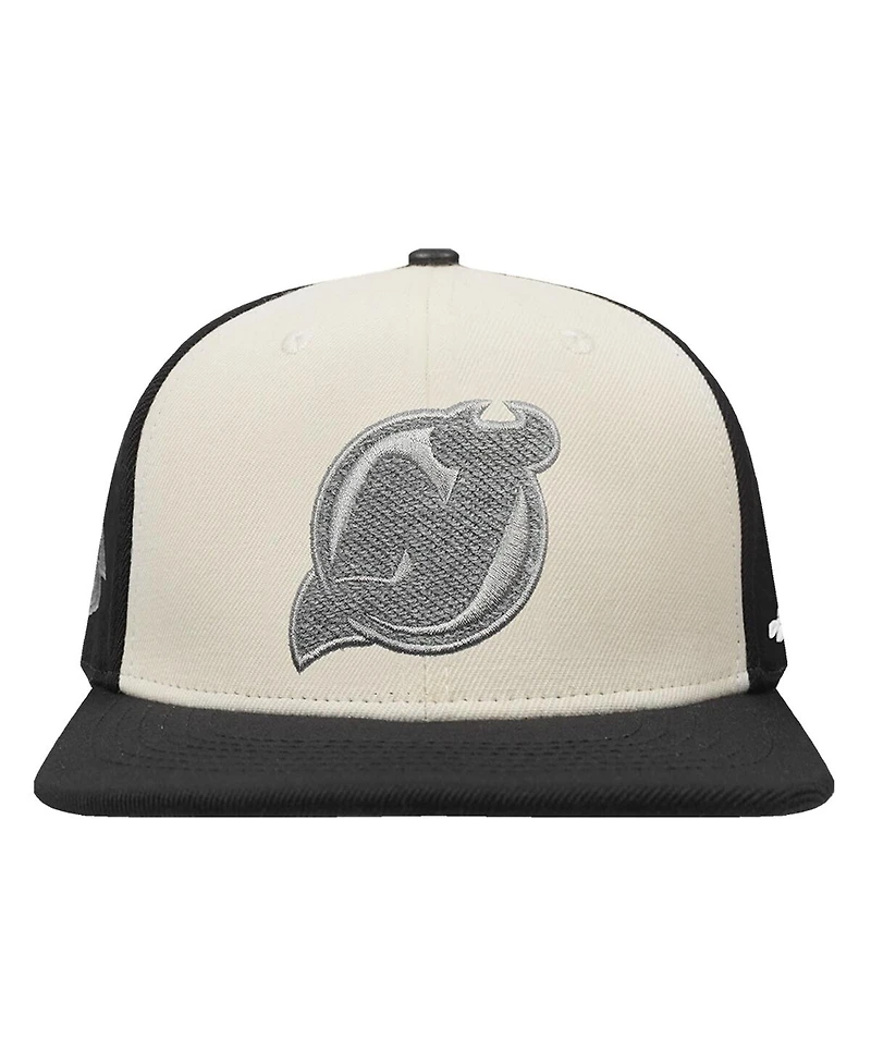 Pro Standard Men's Cream/Black New Jersey Devils French Terry Snapback Hat