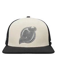 Pro Standard Men's Cream/Black New Jersey Devils French Terry Snapback Hat