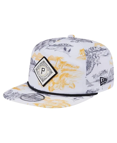 New Era Men's White Pittsburgh Pirates Printed Island Golfer Snapback Hat