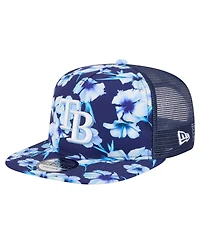 New Era Men's Navy Tampa Bay Rays Adventure Pattern Golfer Trucker Snapback Hat