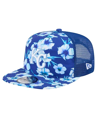 New Era Men's Royal Kansas City Royals Adventure Pattern Golfer Trucker Snapback Hat