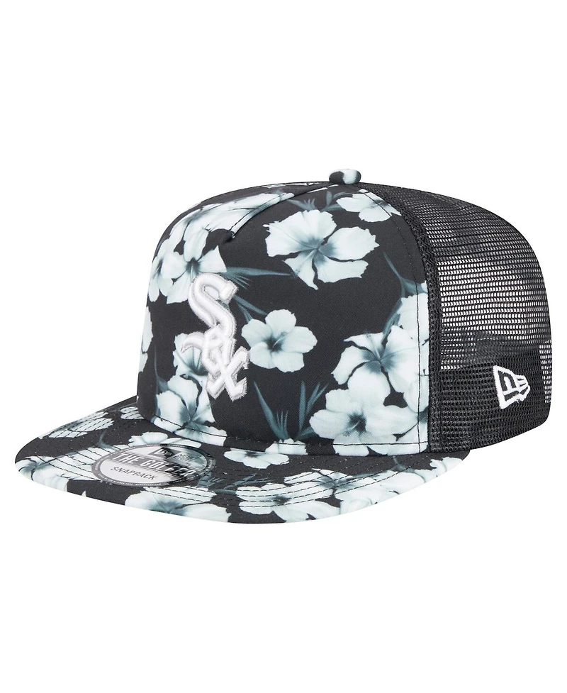 New Era Men's Black Chicago White Sox Adventure Pattern Golfer Trucker Snapback Hat