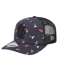 New Era Men's Black St. Louis Cardinals Adventure Drinks Pattern 9SEVENTY Stretch-Snap Hat
