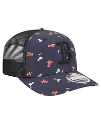 New Era Men's Black Boston Red Sox Adventure Drinks Pattern 9SEVENTY Stretch-Snap Hat