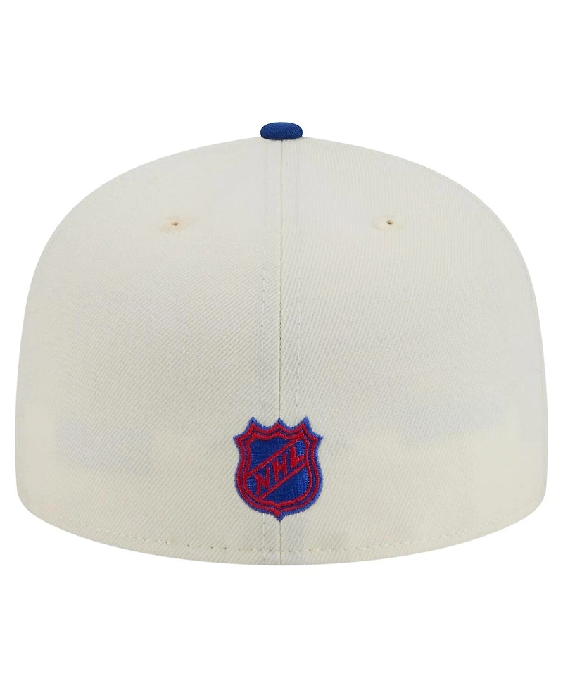 New Era Men's White York Rangers Chrome Two-Toned 59FIFTY Fitted Hat
