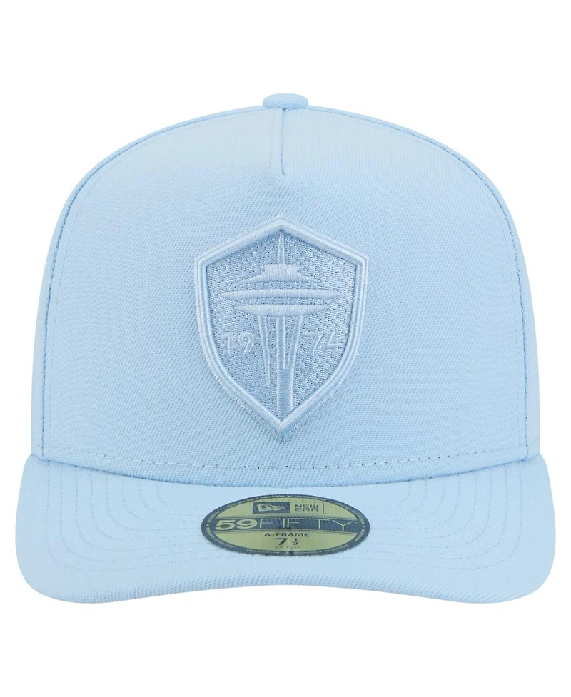 New Era Men's Light Blue Seattle Sounders Fc Color Pack A-Frame 59FIFTY Fitted Hat