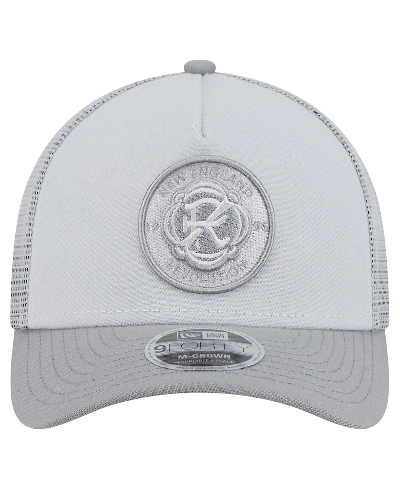 New Era Men's Gray New England Revolution Color Pack 9FORTY A-Frame Adjustable Trucker Hat