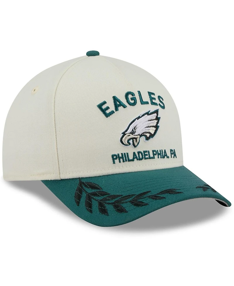 New Era Men's Cream/Midnight Green Philadelphia Eagles 2025 Nfl Draft 9FORTY A-Frame M-Crown Adjustable Hat