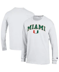 Champion Men's White Miami Hurricanes Arch Over Logo Long Sleeve T-Shirt
