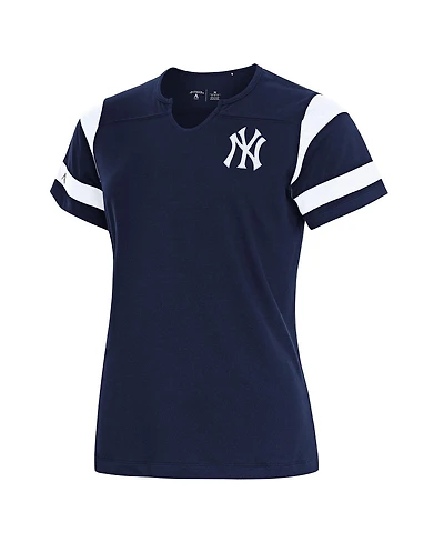 Antigua Women's Navy New York Yankees Encounter Notch Neck Top