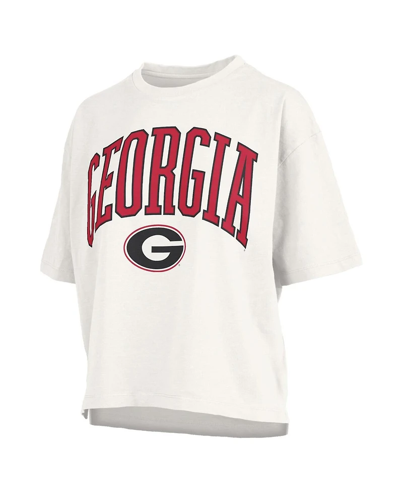 Pressbox Women's White Georgia Bulldogs Nelson Arch Over Logo Waist Length Oversized Slub T-Shirt