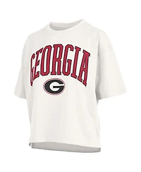 Pressbox Women's White Georgia Bulldogs Nelson Arch Over Logo Waist Length Oversized Slub T-Shirt