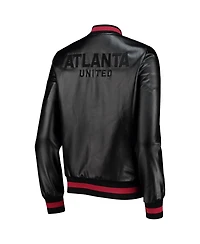 The Wild Collective Women's Black Atlanta United Fc Full-Snap Bomber Jacket