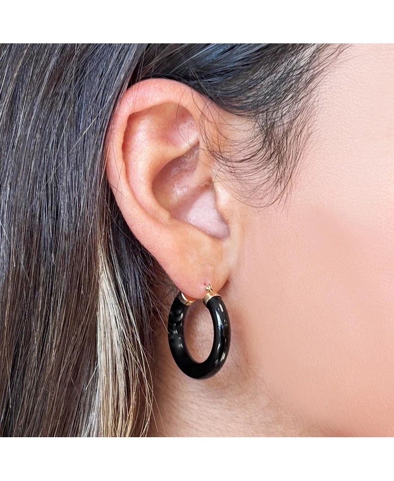 The Lovery Onyx Hoop Earrings 25 millimeters