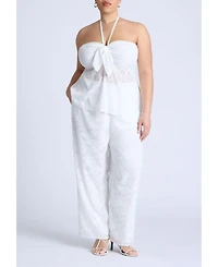 Eloquii Women's Neck-Tie Halter Top