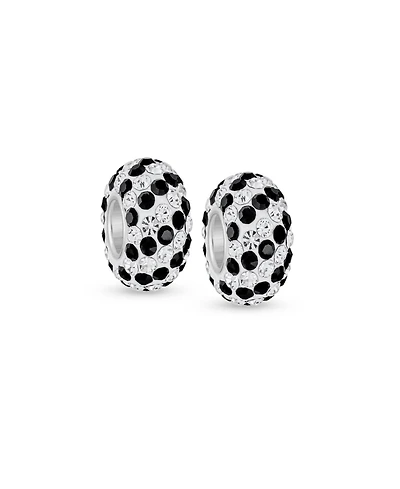 Bling Jewelry Set of 2 Stripe Pave Crystal Charm Beads for European Bracelets