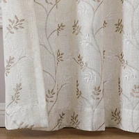 Kate Aurora 1 Piece Vanessa Floral Embroidered Linen Blend Semi Sheer Grommet Window Curtain Panel